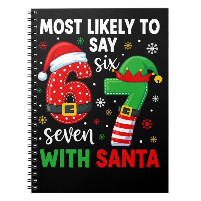 Caderno Espiral Most likely to say 67 Meme Christmas (Frente)