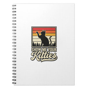 Caderno Espiral Mostre Meus Gatos Design Vintage Amante de Gatos_1