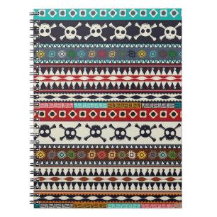 Caderno Espiral Motif asteca, design de padrão sem costura