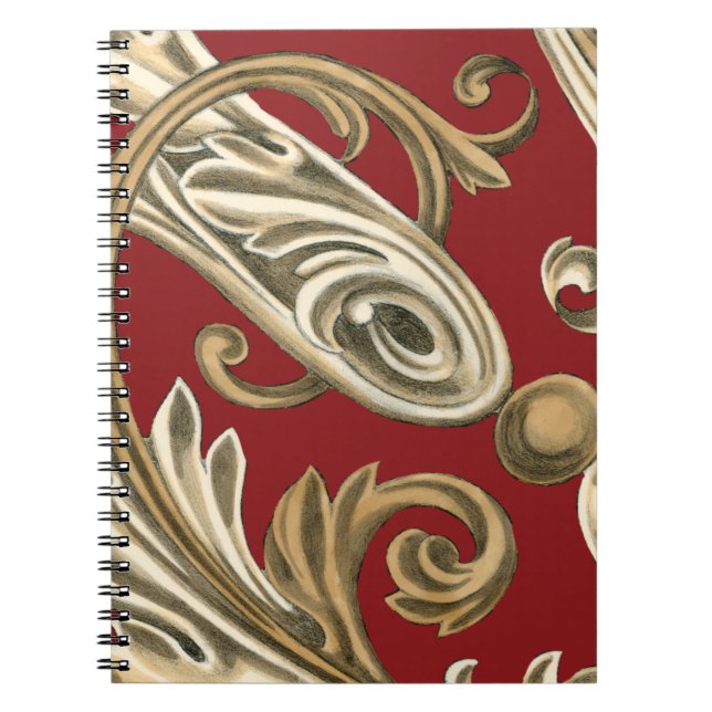 Caderno Espiral Motif Botânico Elegante com Folhagem Tan (Frente)