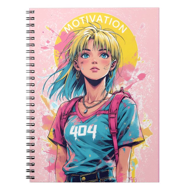 Caderno Espiral Motivação 404 Estética Rosa | Fique motivado (Frente)