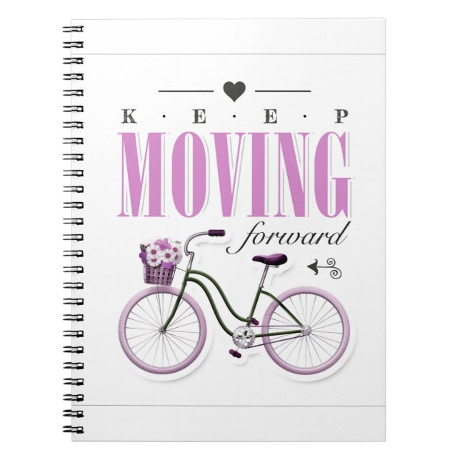 Caderno Espiral Motivação Fofo Continua a Avançar com Bicycl (Frente)