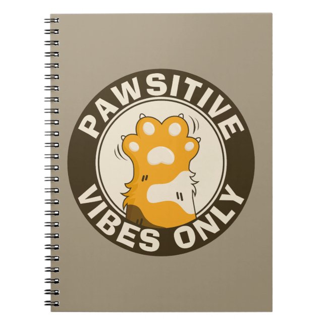 Caderno Espiral Motivational Cat Pawsitive vibes only School (Frente)
