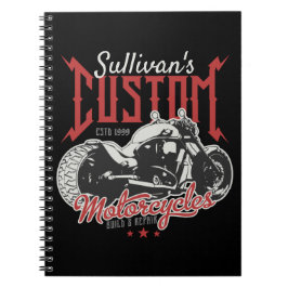 Caderno Espiral Moto Personalizada Grande Moto Máquina Garagem de 