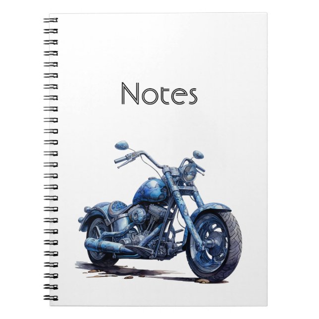 Caderno Espiral Motocicleta azul (Frente)