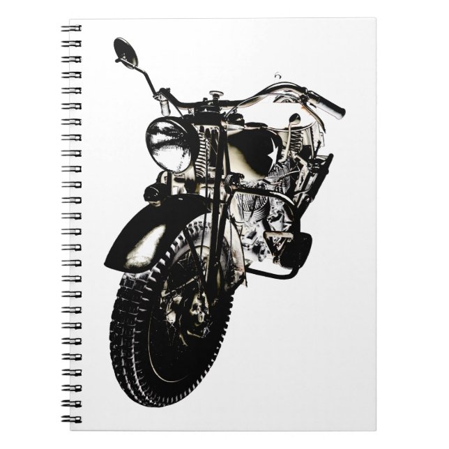 Caderno Espiral motocicleta do vintage dos anos 40 (Frente)