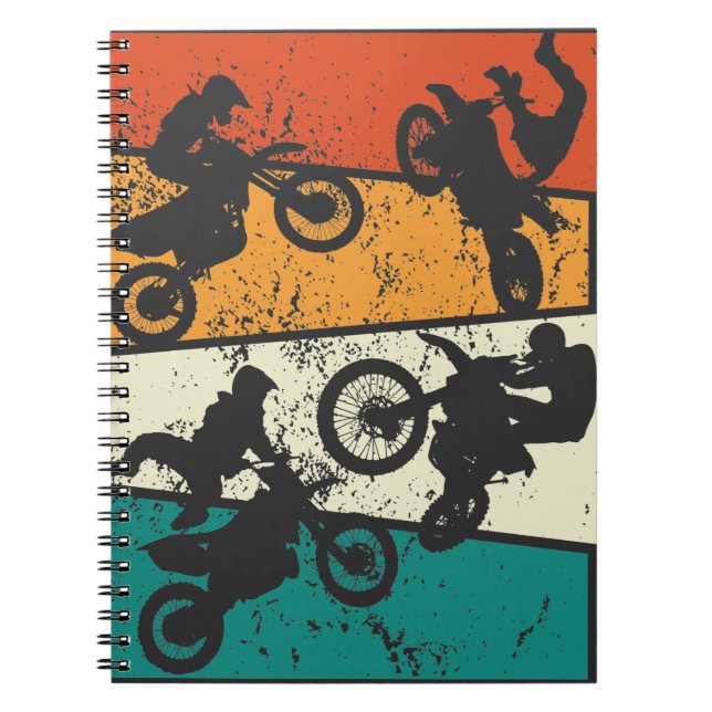 Caderno Espiral motociclo de vintage Off Road Enduro (Frente)
