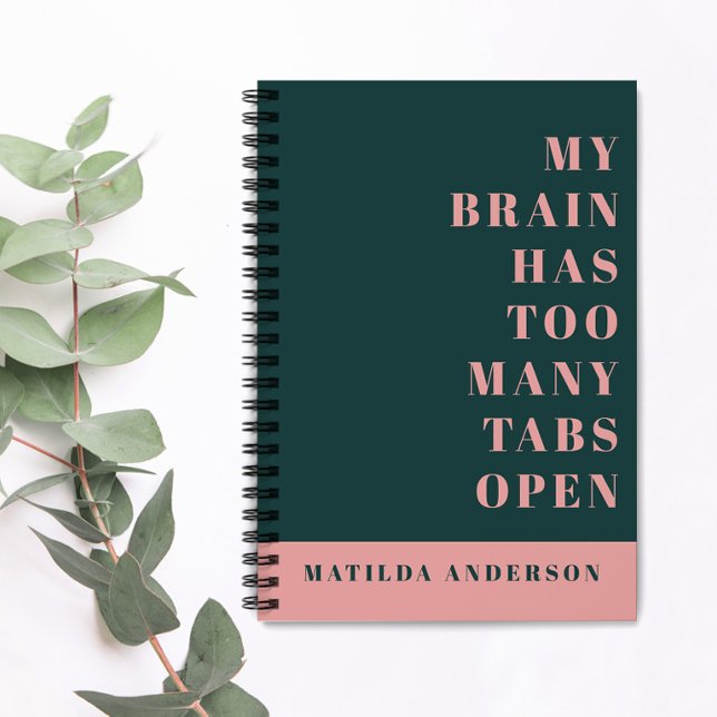 Caderno Espiral Motografia mínima verde e rosa moderna (Criador carregado)