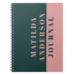 Caderno Espiral Motografia mínima verde e rosa moderna