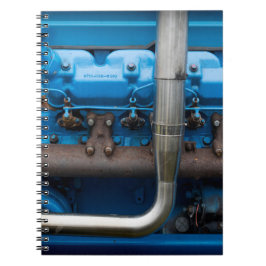 Caderno Espiral Motor de trator azul