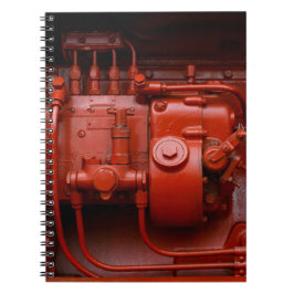 Caderno Espiral Motor do trator vermelho