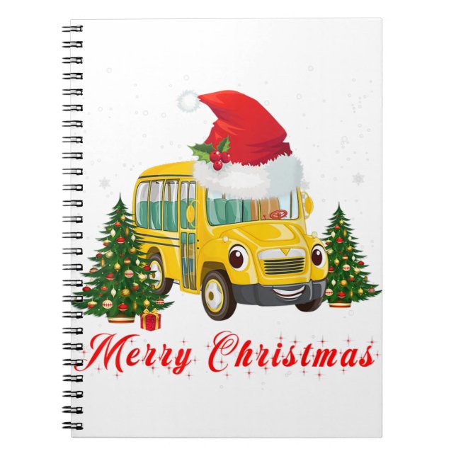 Caderno Espiral Motorista de ônibus escolar santa que alegre natal (Frente)
