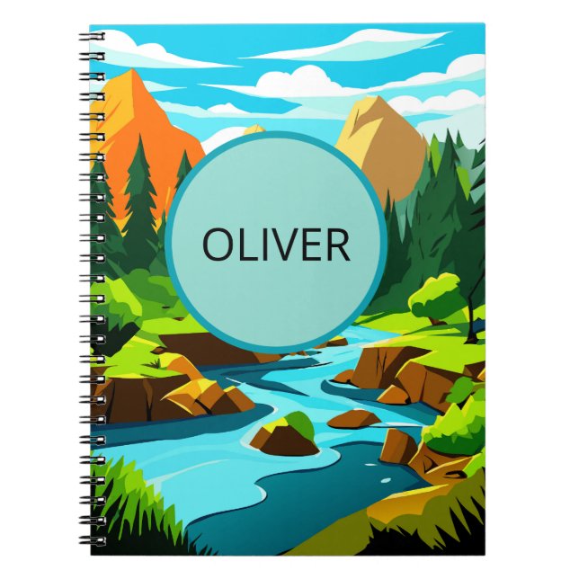 Caderno Espiral Mountain Landscape Notebook, Oliver Adventure Note (Frente)