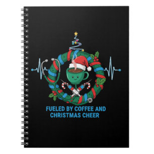 Caderno Espiral Movido a Café e Alegria de Natal Enfermeira Divert