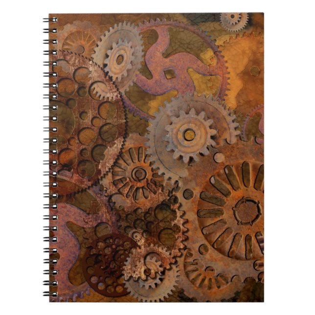 Caderno Espiral Mudança de engrenagens - Ursos e Cogs Steampunk (Frente)