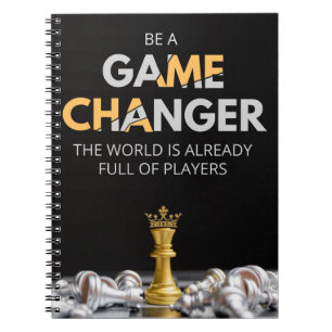 Caderno Espiral mudança de jogo, citação motivacional, inspiração