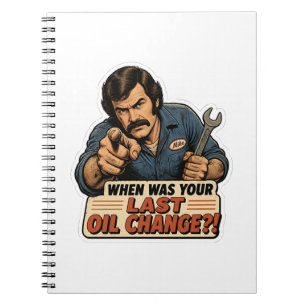 Caderno Espiral Mudança de Óleo de Mecânico Engraçado Carro Meme