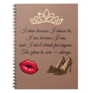 Caderno Espiral Muito Glam Para se Importar – Citação Chic