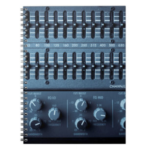 Caderno Espiral Muitos botões de um mixer de som em um estúdio d