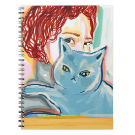 Caderno Espiral mujer con gato