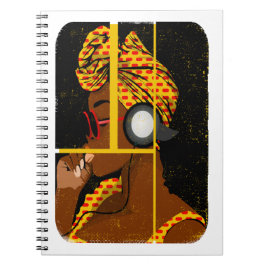 Caderno Espiral mulher áfrica ouve música