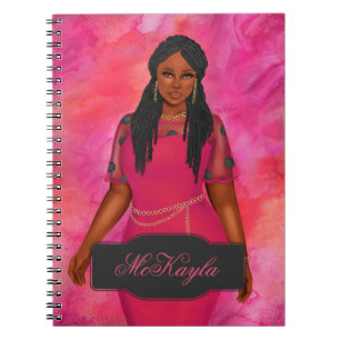 Caderno Espiral Mulher Afro-Americana Personalizada de Tamanho Mai
