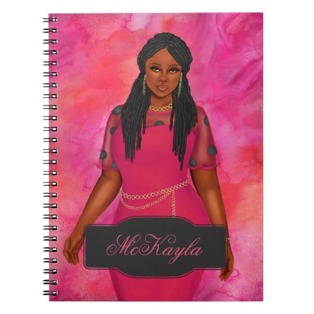 Caderno Espiral Mulher Afro-Americana Personalizada de Tamanho Mai (Frente)