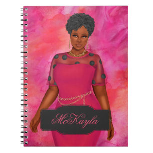 Caderno Espiral Mulher Afro-Americana Personalizada de Tamanho Mai