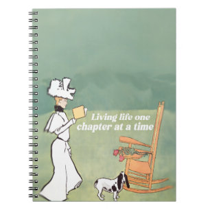 Caderno Espiral Mulher Amante de Livros e Cachorro Lendo