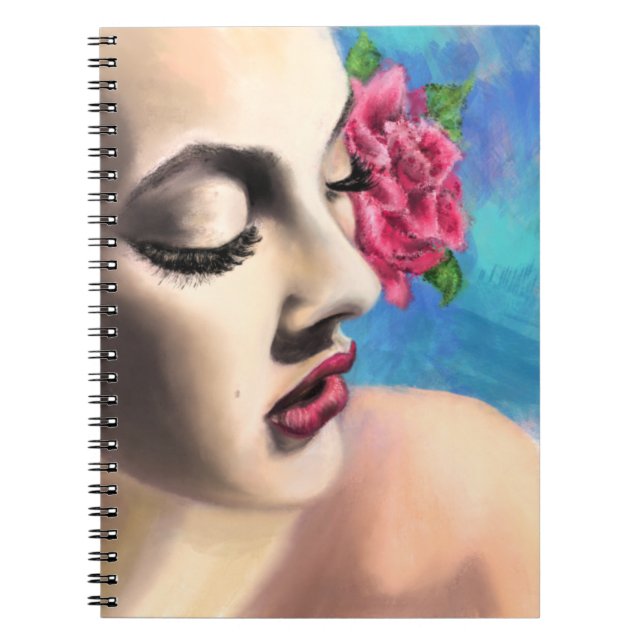 Caderno Espiral Mulher bonito com notebook Rosa (Frente)
