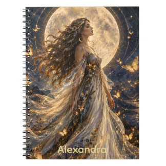 Caderno Espiral Mulher Celestial Mística Elegante Borboletas Doura