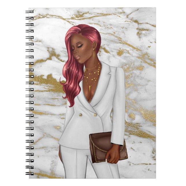 Caderno Espiral Mulher-chefe do CEO afro-americano (Frente)
