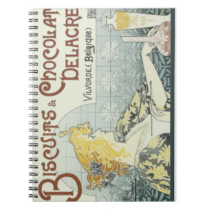 Caderno Espiral Mulher Chocoloate Art Nouveau