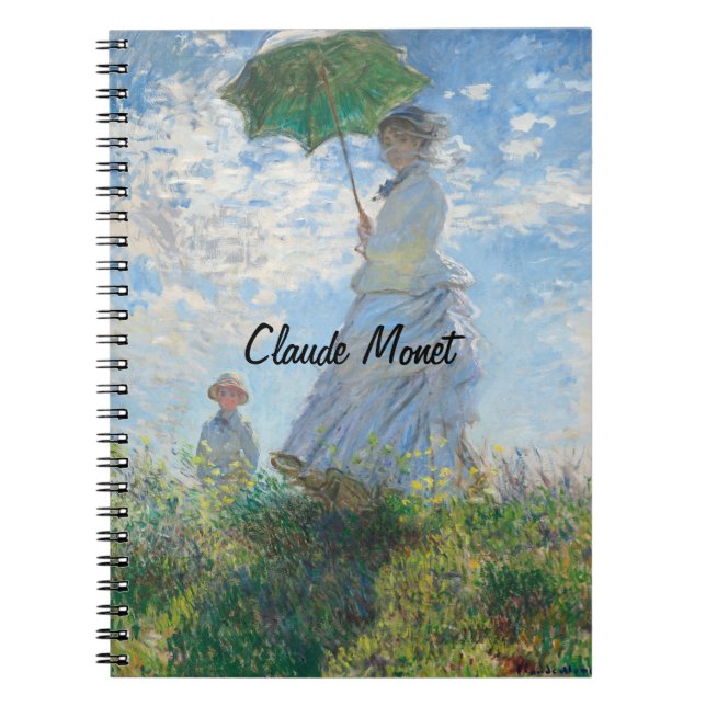 Caderno Espiral Mulher Claude Monet com Parasol, Madame Monet (Frente)