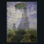 Caderno Espiral Mulher com Guarda-Sol de Claude Monet, Arte Antiga<br><div class="desc">O Passeio, Camille Monet e Seu Filho Jean (Mulher com um Guarda-Sol) (1875) de Claude Monet é uma pintura de retrato de família de arte fina impressionista vintage. Uma mãe passeando com seu filho pequeno em um campo ou prado de primavera. Ela está segurando um guarda-sol e vestindo um lindo...</div>