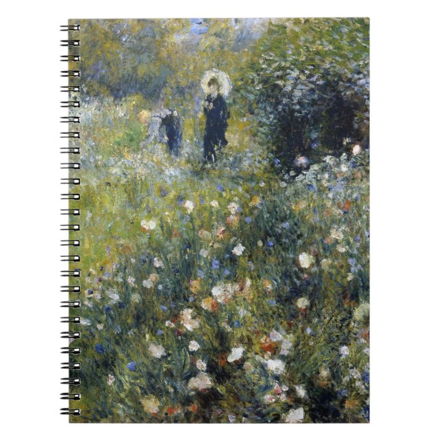 Caderno Espiral Mulher com Parasol em Jardim por Auguste Renoir (Frente)