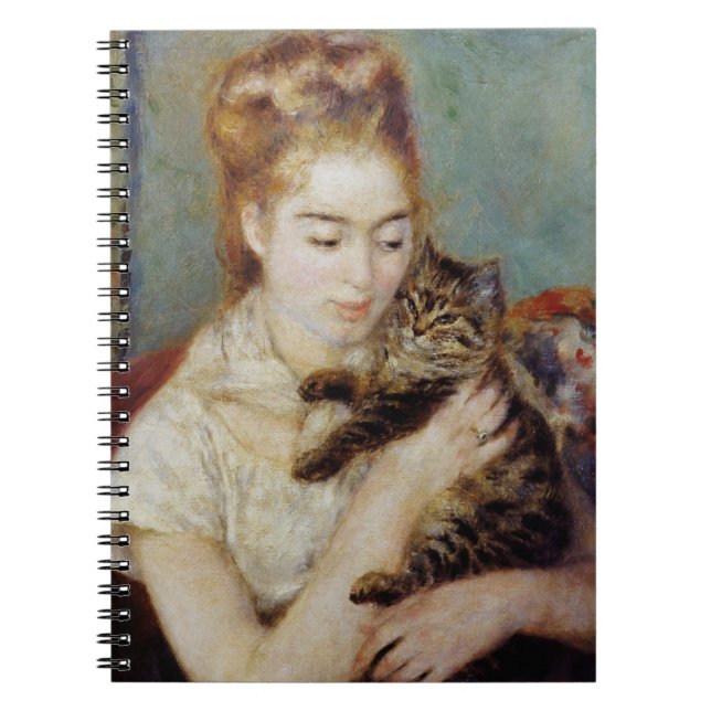 Caderno Espiral Mulher com um gato por Pierre-Auguste Renoir (Frente)