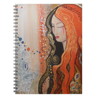 Caderno Espiral Mulher da senhora Bonito do gengibre na meditação