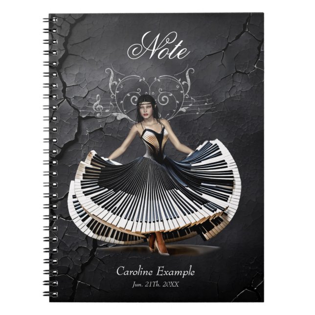 Caderno Espiral Mulher dançante elegante (Frente)