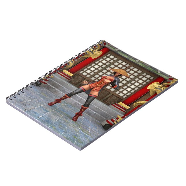 Caderno Espiral Mulher de Batalha Asiática (Left Side)