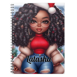 Caderno Espiral Mulher de Natal afro-americana