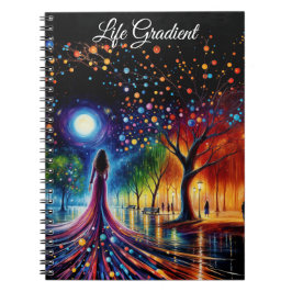 Caderno Espiral Mulher de vestido fluindo caminhando na floresta c