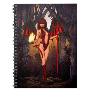 Caderno Espiral Mulher Diabo Em Vermelho