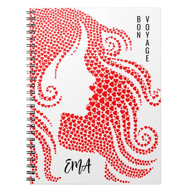 Caderno Espiral Mulher do Bon Voyage Silhouette no Monograma do Co (Frente)
