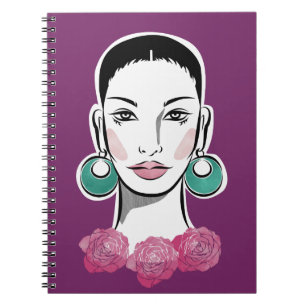 Caderno Espiral Mulher do Mod Fleur dos anos 60
