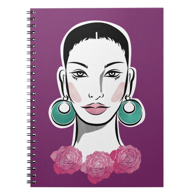 Caderno Espiral Mulher do Mod Fleur dos anos 60 (Frente)