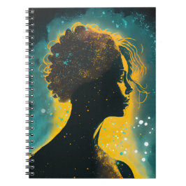 Caderno Espiral Mulher do notebook Dourado e lacrimogênio