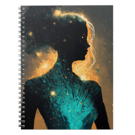 Caderno Espiral Mulher do notebook Dourado e lacrimogênio