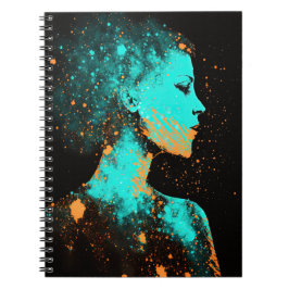 Caderno Espiral Mulher do notebook Dourado e lacrimogênio