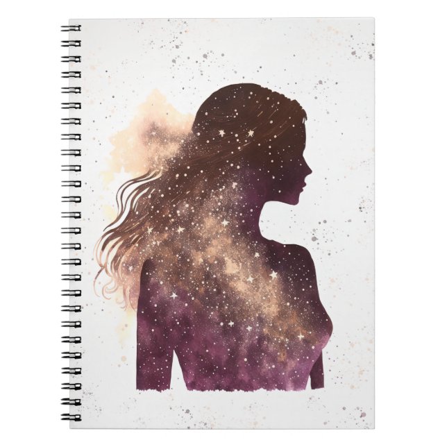 Caderno Espiral Mulher do notebook roxo e castanho pequeno (Frente)